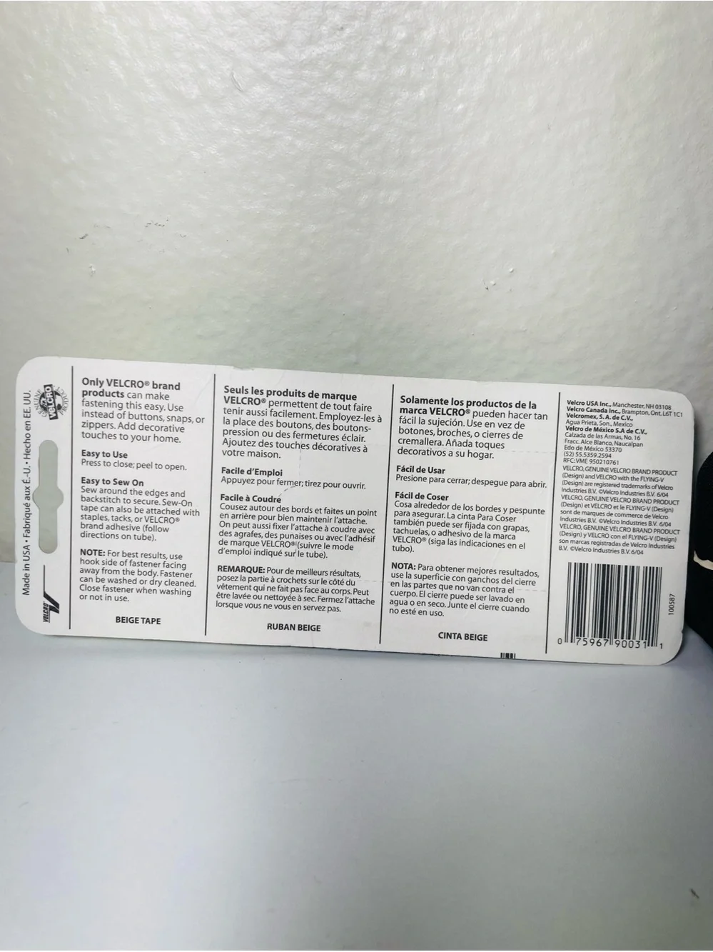 VELCRO Sew-On and 2 Long Velcro Strips (1 Soft, 1 Hard)